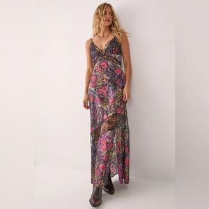 Nasty Gal Floral Lace Maxi Dress - Black and Pink